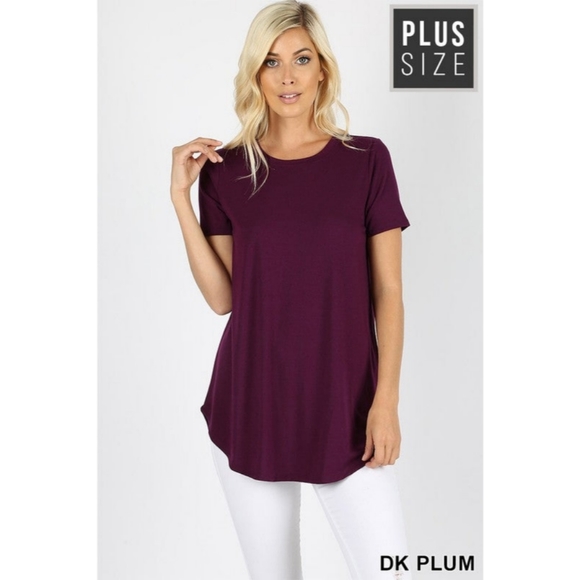 Zenana Outfitters Tops - 2/$30 ZENANA Dark Plum Short Sleeve Round Neck Tunic